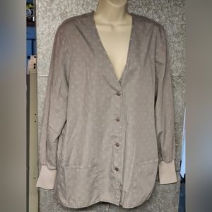 PL Uniform Company Grey Hearts Long Sleeve Jacket With Pockets Womens Small